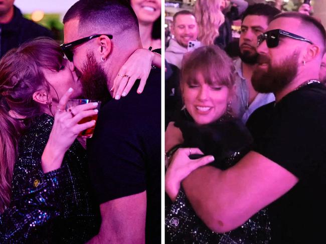 Taylor Swift and Travis Kelce party at the Wynn Hotel in Las Vegas after the Super Bowl. Picture: Mike Kirschbaum/Wynn Las Vegas/Mega