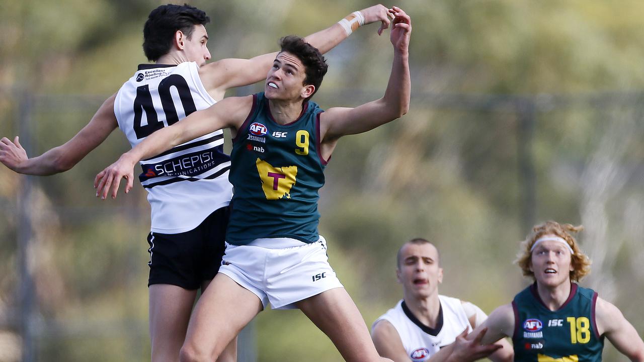 Joseph Chaplin (9) in the Tasmania Devils under-18 team in NAB League game against the Northern Knights at Twin Ovals, Kingston. Picture: MATT THOMPSON