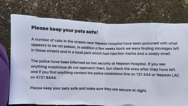 An image of a note that was left in mailboxes near the Nepean Hospital. Picture: Facebook