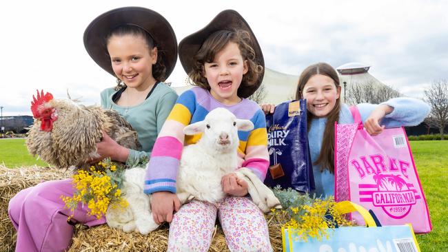 Alyssa, 11, Eloise, 5 and Jessica, 11, are excited for the 2023 Melbourne Royal Show. Picture: Jason Edwards