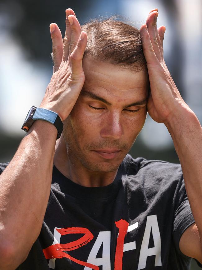 Rafa couldn’t sleep after his five-set epic. Picture: David Caird