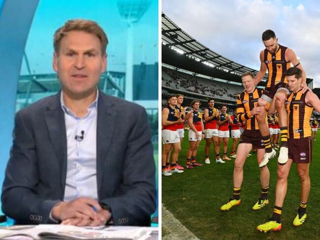 Kane Cornes erupts on the Adelaide Crows. Photos: Channel 9/Getty Images