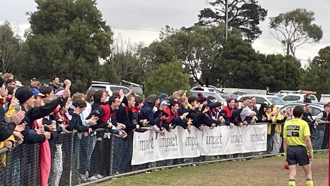 Mt Eliza's young fans cheer on their side on Saturday.