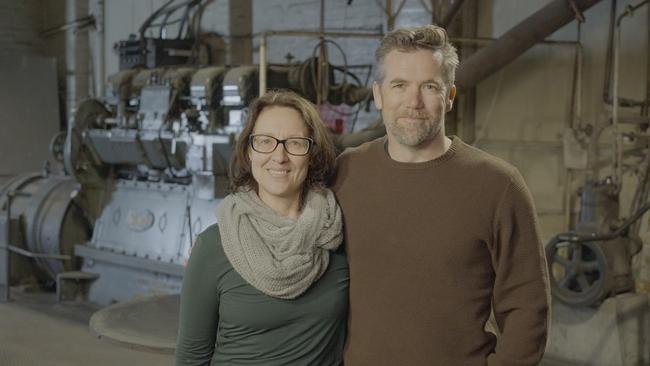 Patrick Brammall with Dr Josie Vine at Old Mercury Building, Hobart Tasmania. Photo: Courtesy of SBS.