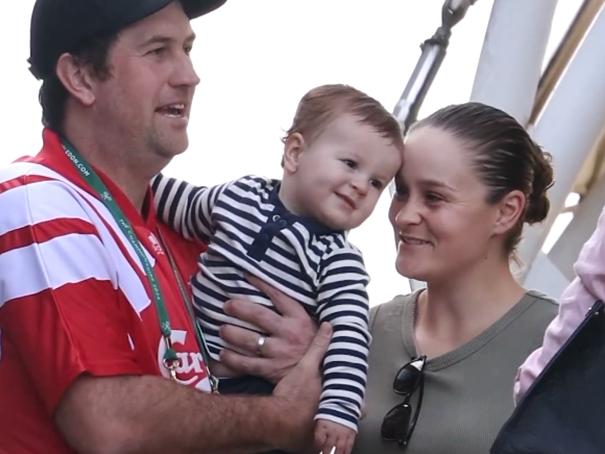 Ash Barty her husband Garry Kissick and their son Hayden pictured in the UK. Picture Instagram