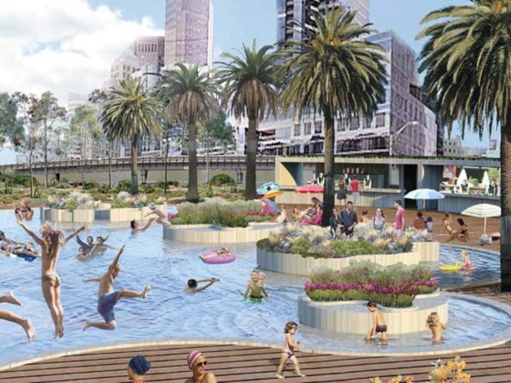 An artist’s impression of the Yarra Pool, which would rejuvenate Enterprise Park.