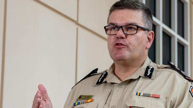 Corrections Commissioner Matthew Varley speaking outside of NT Parliament on Thursday ahead of the vote on the Correctional Services Legislative Amendment Bill 2025. Picture: Pema Tamang Pakhrin