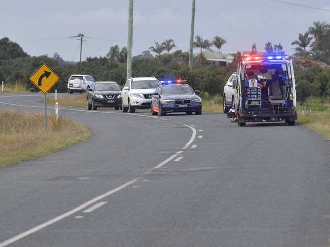 NSW Ambulance paramedics were called after a man was discovered collapsed beside Southbank Road, Palmers Channel.