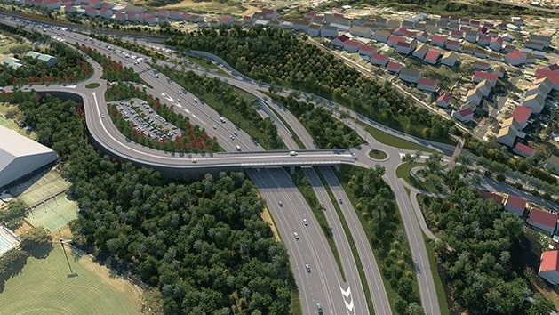 A concept design for the proposed Mount Ousley Interchange. Picture: Transport for NSW