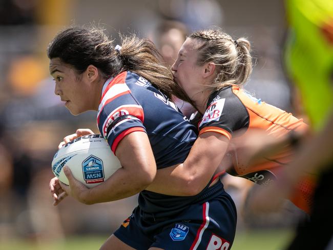 Taylah Fuiava keeps possession. Picture: Julian Andrews