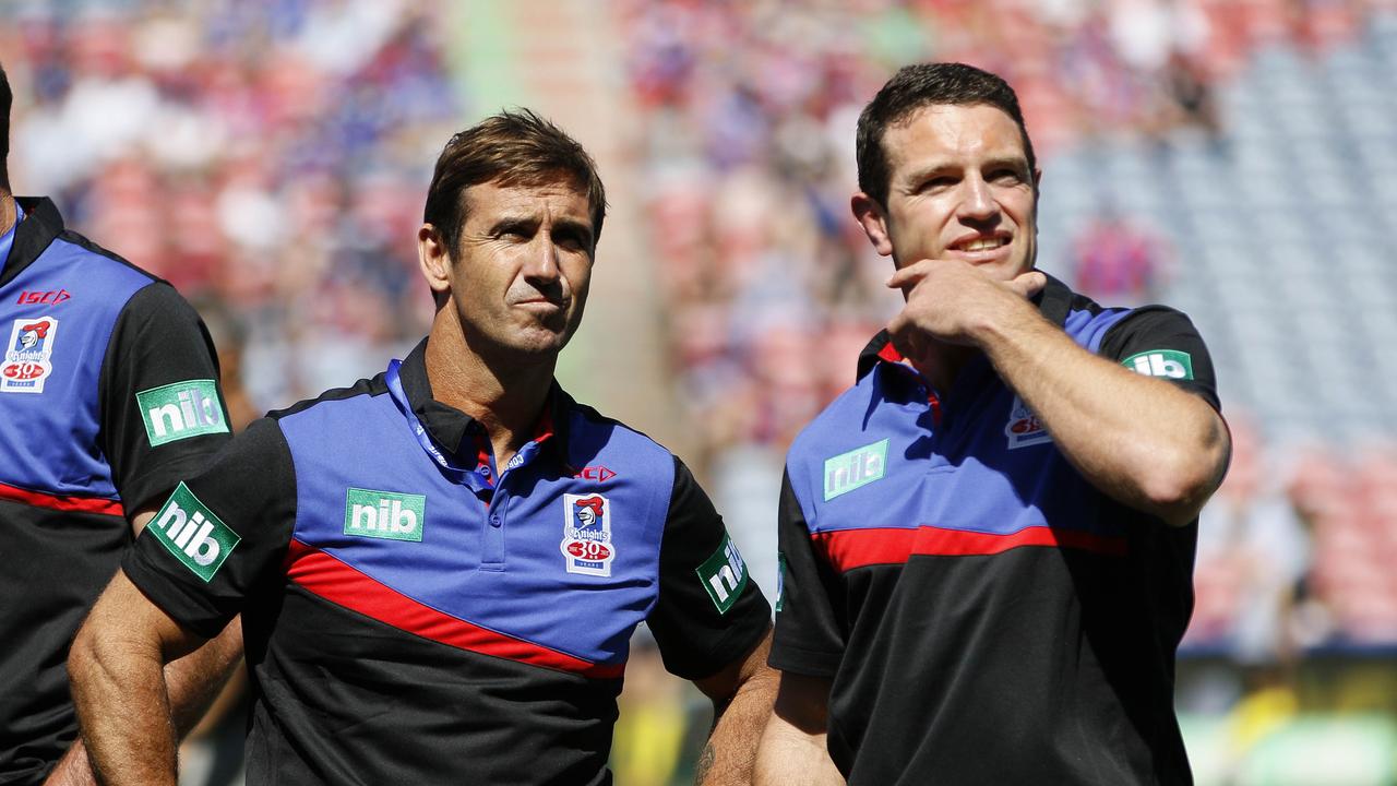 Club greats Andrew Johns and Danny Buderus are shaking things up at the Knights. Picture: AAP Image/Darren Pateman