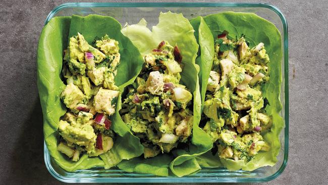 Chicken and avocado lettuce cups recipe. Picture: Daniel Showalter