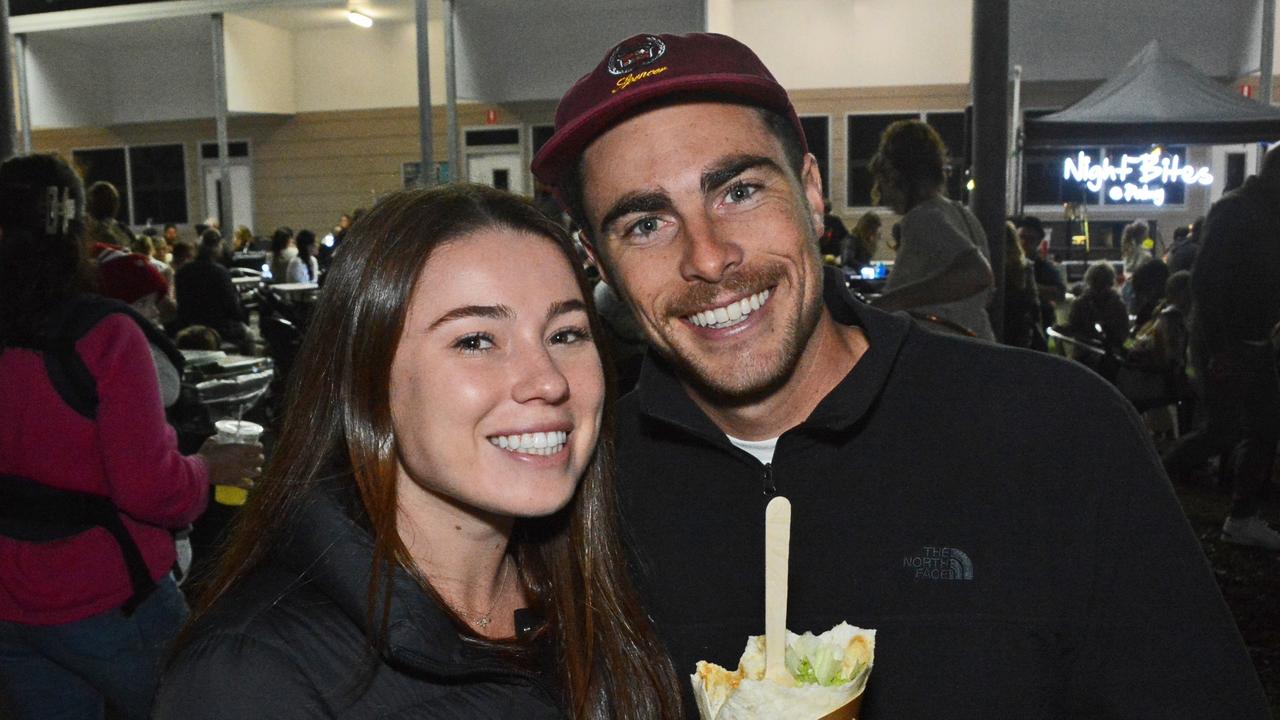 Lara Stark and Mitch Jackson at Night Bite markets at Palm Beach-Currumbin SHS, Palm Beach. Pic: Regina King