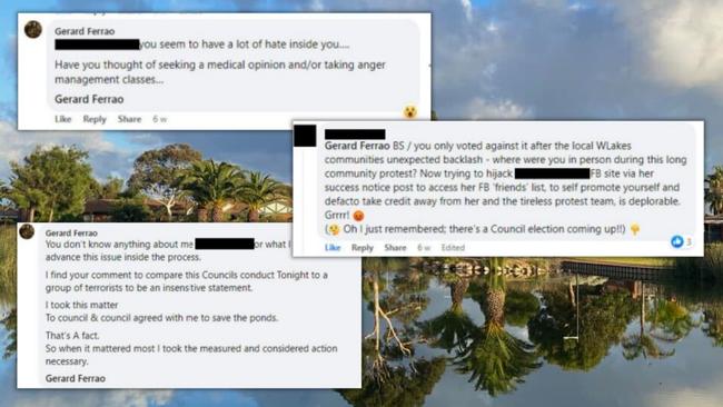 A series of comments led to a code of conduct breach by incumbent councillor Gerard Ferrao. The comment shown is not from Ms Andriani. Picture: Charles Sturt Council/Facebook