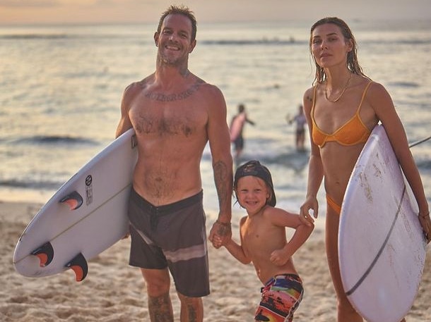 Koby Abberton and Olya Nechiporenko with their son Makua in Bali. Picture: Instagram