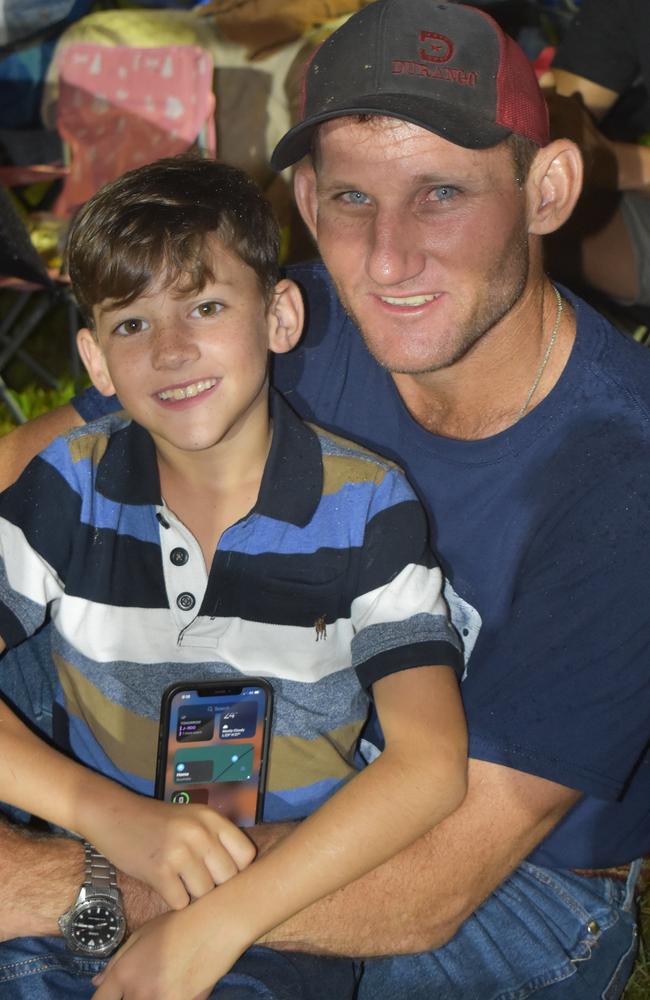 Cody, 9 and Bob Simpson, of Koumala, at the Sarina CRCA Rodeo. Photo: Janessa Ekert