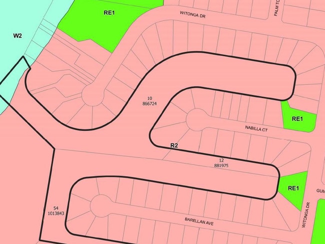 Document maps submitted by Clarence Valley Council showing the proposed areas around Westringia Place and Witonga Drive, Yamba, for reclassification from Community Land to Operational Land.