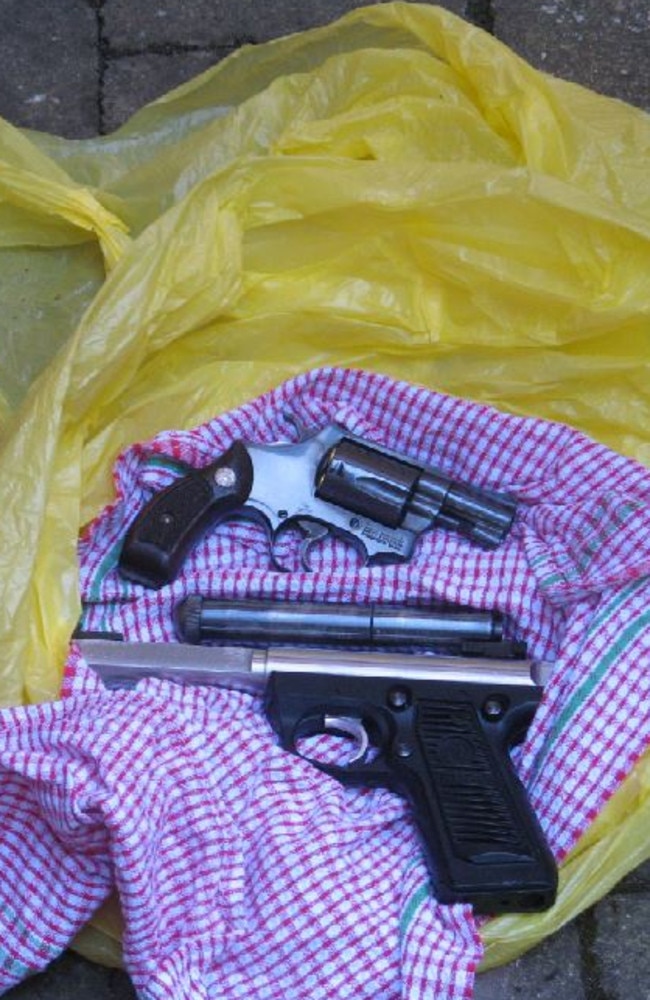 Guns found buried in the garden of Barbaro’s Carlton flat. Picture: Australian Federal Police evidence photo