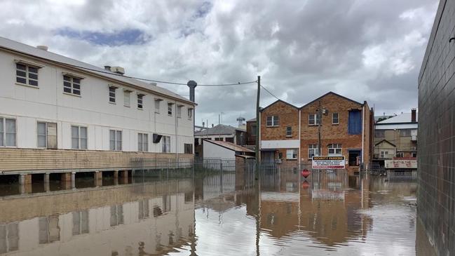 Flooding in Maryborough on Sunday as the Mary River rises.