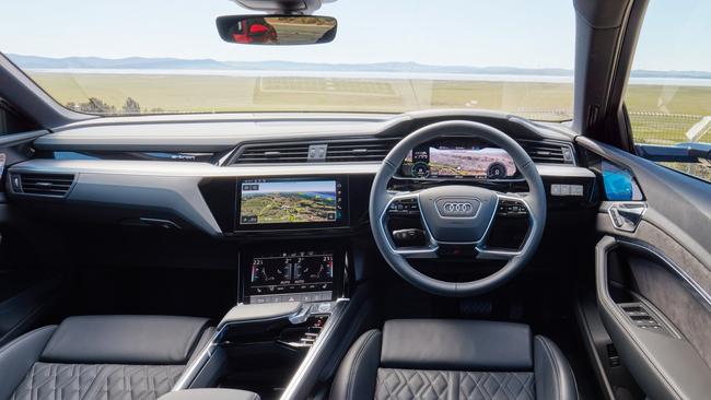 A mass of screens give the e-tron a hi-tech feel.