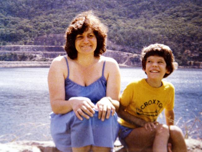 Thornbury bookshop murder victim Maria James and her son Adam at the Grampians in 1980.