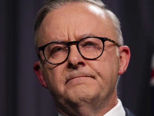 CANBERRA, AUSTRALIA, NewsWire Photos. OCTOBER 14, 2023: The Prime Minister Anthony Albanese and Linda Linda Burney hold a press conference after the Voice to Parliament was defeated in the referendum at Parliament House in Canberra VOICEREF23. Picture: NCA NewsWire / Martin Ollman