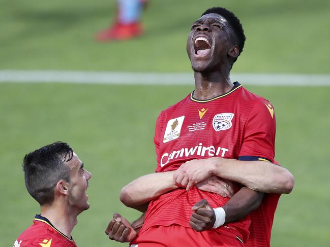 Al Hassan Toure celebrates his goal. Picture: Sarah Reed