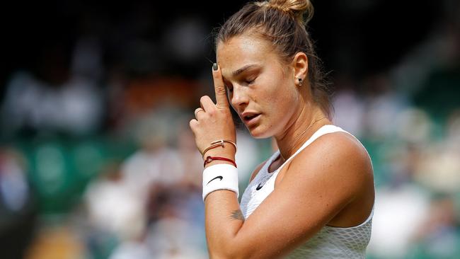 Belarusian Aryna Sabalenka won’t be at the All England Club this year. (Photo by Adrian DENNIS / AFP)