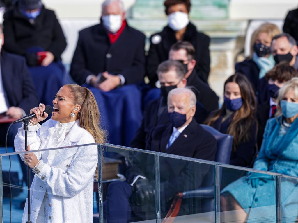 JLo performed as President Joe Biden and First Lady Jill Biden (far right) watched on. Picture: Getty Images