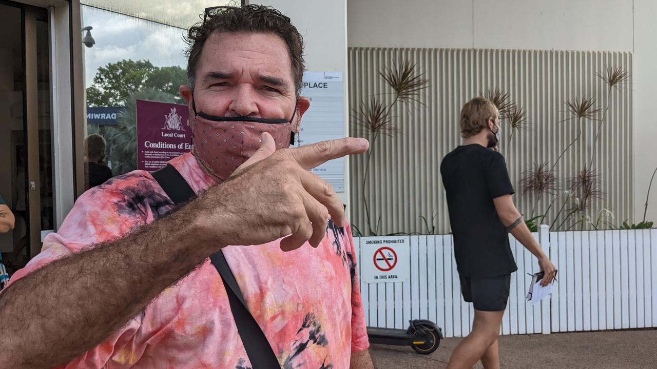 Prominent anti-vaxxer David Cole appeared in Darwin Local Court on Tuesday, February 1, in support of his 23-year-old son, Tristan Cole who was accused of giving misleading information to an authorised officer. Picture: Zizi Averill 