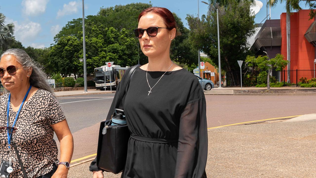 Laura Adele Hinks outside the Darwin Local Court where her lawyer applied for a charge of abducting her five-year-old daughter to be stayed. Picture: Pema Tamang Pakhrin