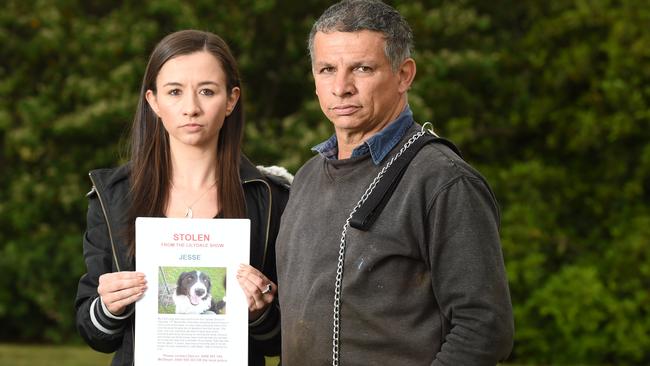 Michael Apostoladis with his daughter Steph after Jess was stolen. Picture: Lawrence Pinder