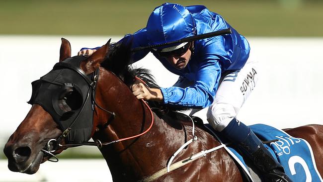 Hugh Bowman steered Microphone to victory in the Inglis Sires’. Picture: Getty Images 