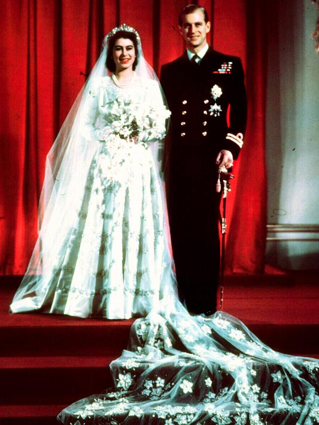 Princess Elizabeth with Prince Philip at their wedding in 1947.