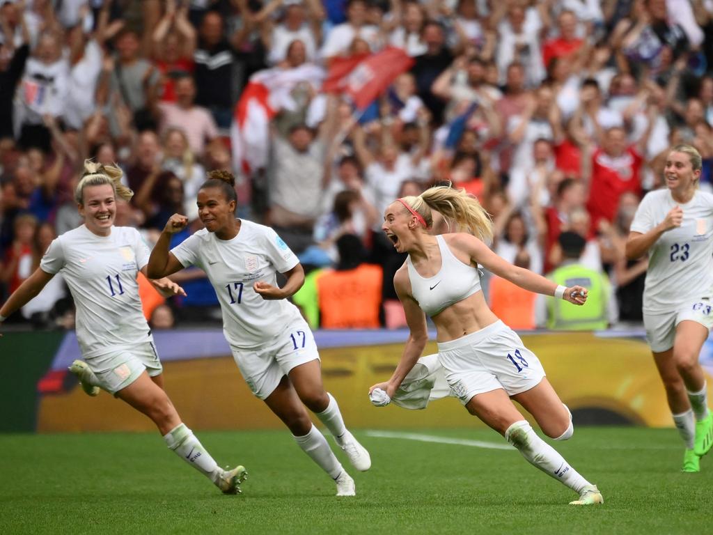 The women’s game has exploded in England, where the national team won the 2022 Euro final. Picture: AFP