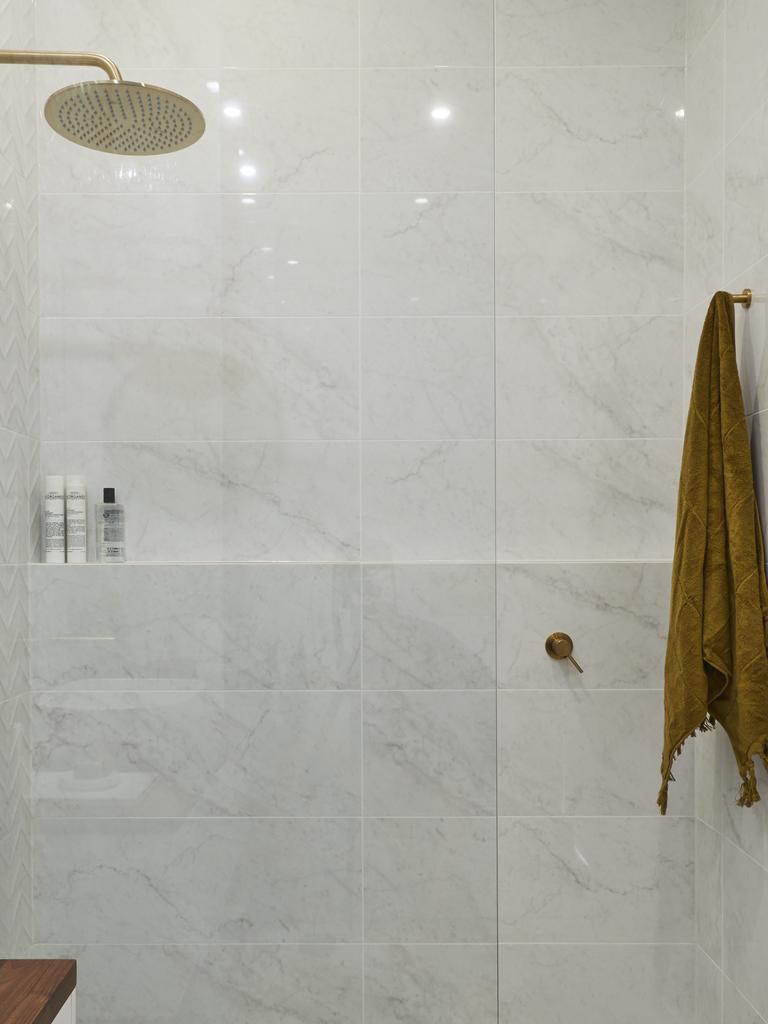 The judges loved the massive showerhead, terrazzo floors and overall tiling. Picture: The Block