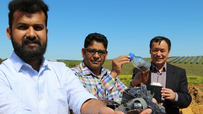 Akhil Nelson, Dr Md Mokhlesur Rahman and Prof Ian Chen are part of the team that developed a sustainable and profitable way to address two big issues in the clean energy transition. Picture: Supplied