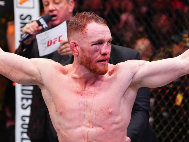 MONTREAL, QUEBEC - MAY 10: Jack Della Maddalena of Australia reacts after his victory against Belal Muhammad in the UFC welterweight championship bout during the UFC 315 event at Bell Centre on May 10, 2025 in Montreal, Quebec. (Photo by Cooper Neill/Zuffa LLC)
