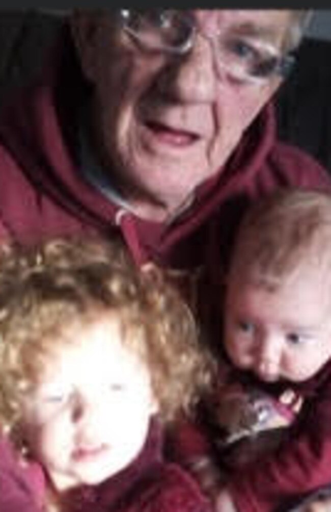 Deceased Acacia Ridge man William 'Bill' Stark, 60, who was hit by a car and died on Beaudesert Rd, Acacia Ridge after 6pm on Sunday night, pictured with two of his grandchildren. Picture: Supplied