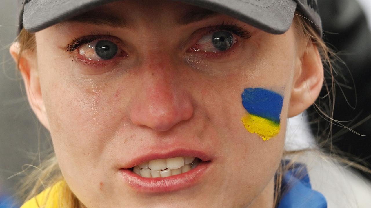 A woman cries during the ‘Save Military of Mariupol’ rally in Kyiv on May 3. Picture: Sergei Supinsky/AFP