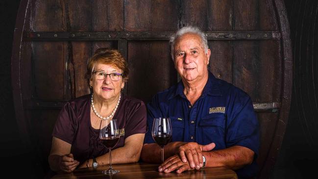 VINTAGE CLASS: Mary and Angelo Puglisi celebrate the 50th vintage of shiraz from Ballandean Estate. Picture: Contributed