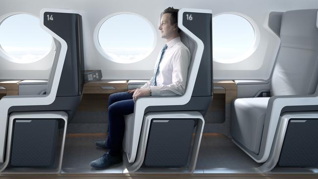 The passenger jet will have a single row of upright chairs on each side of the aircraft.