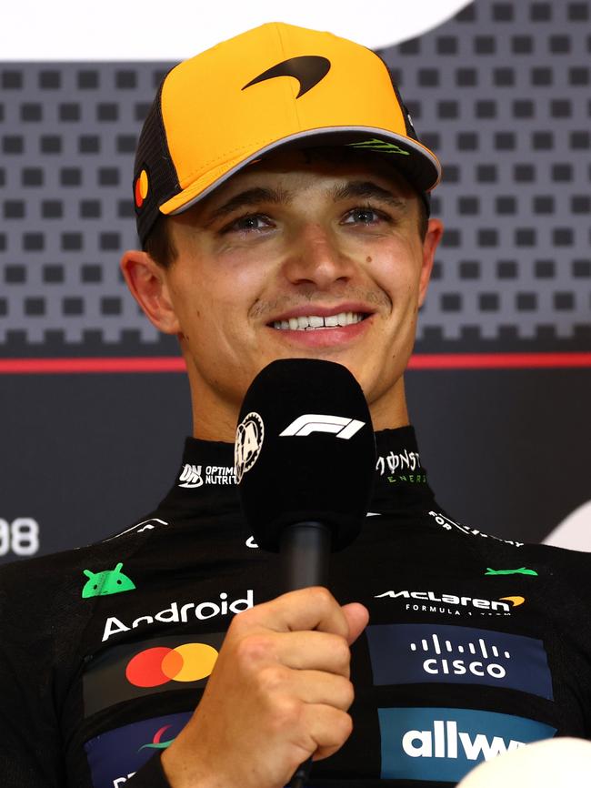Lando will start from pole position. (Photo by Clive Rose/Getty Images)