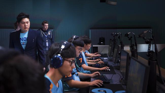 Members of the London Spitfire eSports team compete in a preseason match. Picture: Robert Paul / Blizzard Entertainment