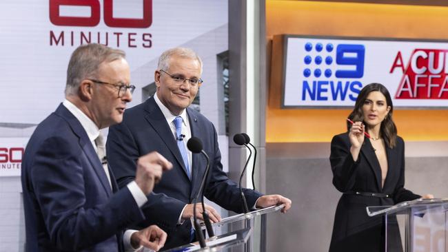 Host Sarah Abo struggled to keep the two in line. Photo: Alex Ellinghausen