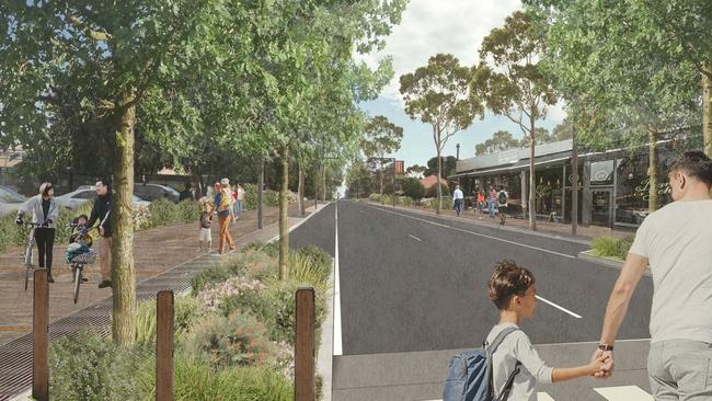 Artist visualisations of an $8.88m revitalisation of the Virginia main street. Pictures: Supplied