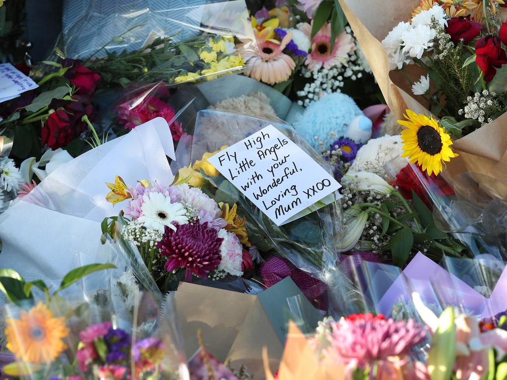 Flowers and tributes have been left for the mother and her three children. Picture: Photographer: Liam Kidston