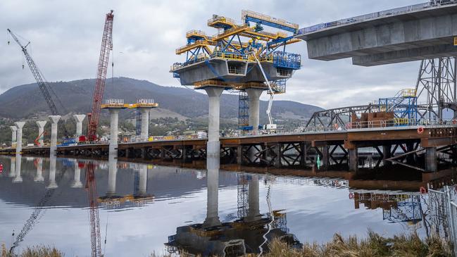 New Bridgewater Bridge under construction. The project is expected to be completed by mid-2025. Picture: Caroline Tan