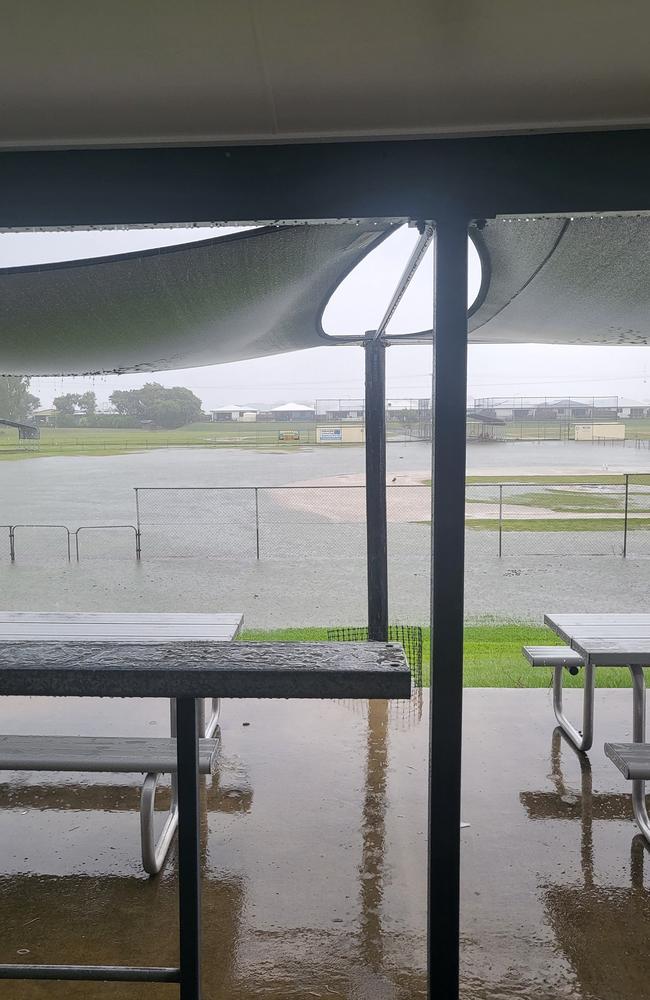 Facebook user Nat Dillon shared this photo of flooding at the softball fields along Beaconsfield Rd in Beaconsfield, Mackay, January 12, 2023.