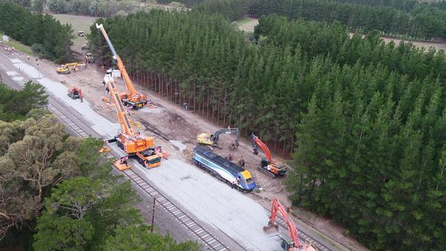 The final train carriages and locomotives are removed from the Wallan derailment site.